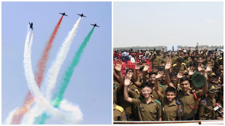 Jharkhand Air Show: भारतीय वायुसेना की प्रतिष्ठित ‘सूर्य किरण एरोबैटिक टीम’ ने रांची में जमीन से मात्र 100 फुट की ऊंचाई पर दिखाये शानदार करतब