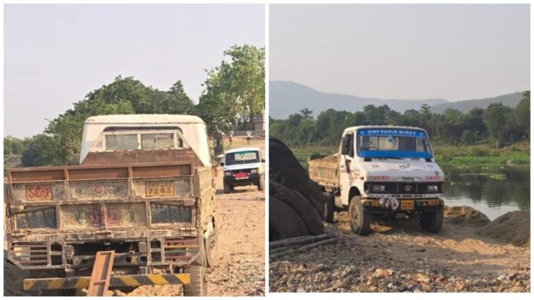 Jamshedpur: स्वर्णरखा के बागुनहातु बिहारी घाट पर खनन टास्क फोर्स की छापेमारी, अवैध बालू लदे तीन 407 ट्रक जब्त