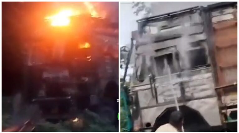 Saraikela: कांड्रा-चौका मार्ग पर लखना सिंह घाटी में चलते ट्रक में लगी आग, चालक ने कूदकर बचाई अपनी जान