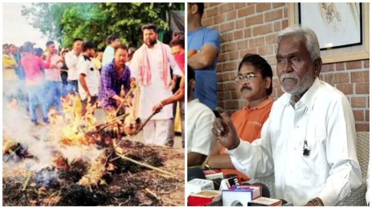 आदिवासी समूहों ने भूमि अधिग्रहण विरोध से जुड़ी प्राथमिकी के लिए फूंका स्वास्थ्य मंत्री का पुतला, चंपई सोरेन ने भी की सरकार की आलोचना