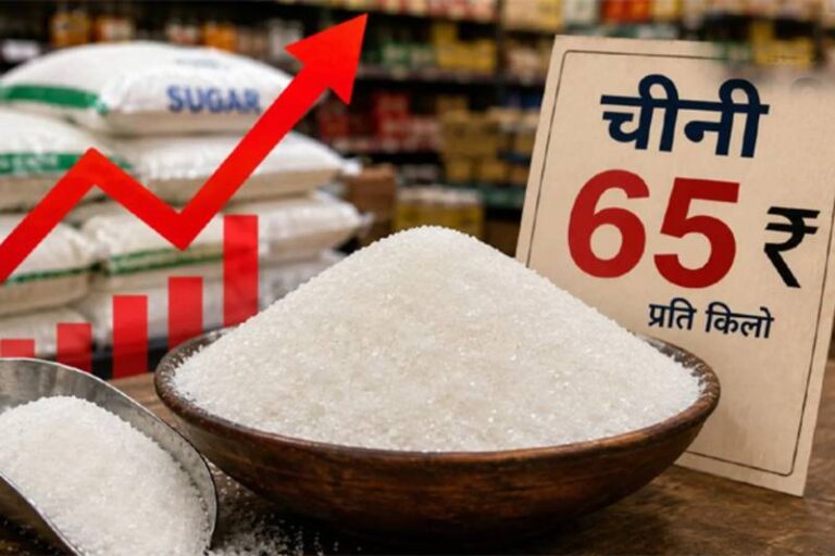 Sugar Price Hike: खुदरा बाज़ार में चीनी की कीमतें एक रुपये और बढ़कर 65 रुपये प्रति किलोग्राम पर