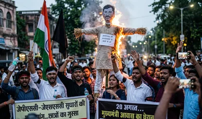 Student Protest: भर्ती परीक्षाओं में कथित गड़बड़ियों के खिलाफ़ विरोध कर रहे छात्रों ने मुख्यमंत्री और राहुल गांधी का पुतला फूंका, 20 अगस्त को सीएम आवास घेराव की दी चेतावनी